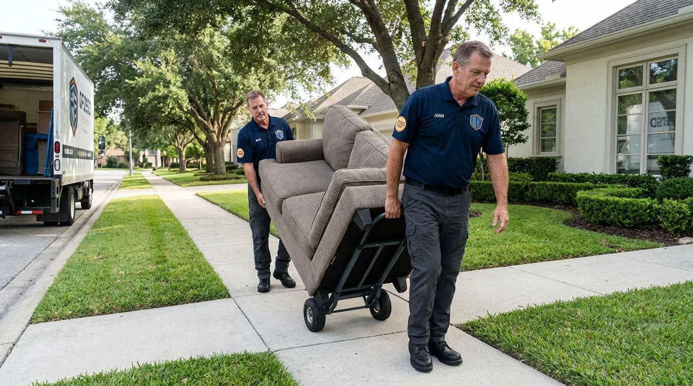 Local residential moving crew loading furniture in Owensville, IN